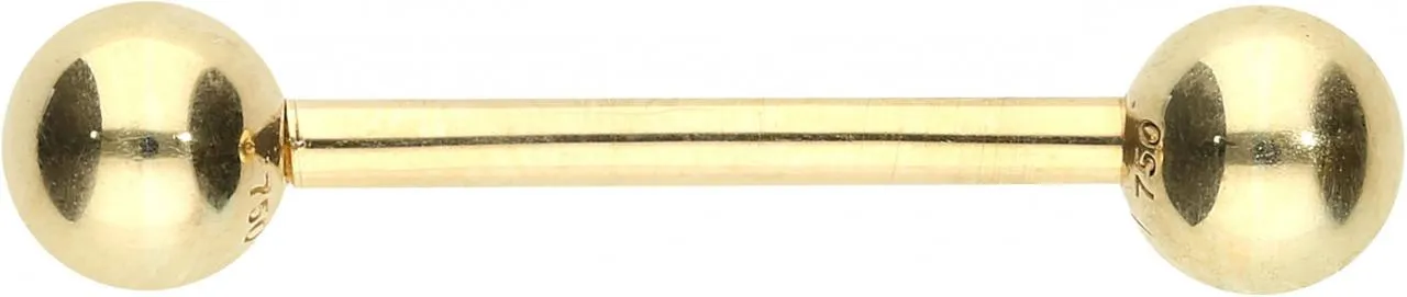 Barbell Hantel 18karat Echtgold Gelbgold  1.6mm x 12mm