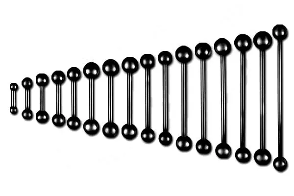 Piercing Barbell Hantel schwarz mit Kugeln 1.0mm bis 1.6mm Stahl