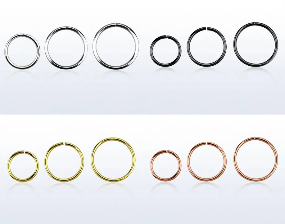Klassischer Nasenring 925er Silber silberfarbig schwarz goldfarbig roségoldfarbig 0.6mm bis 1.2mm St