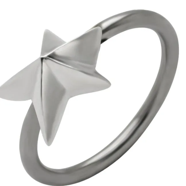 BCR Piercing Ring mit Stern Motiv Klemmring Stahl o Titan 1,2