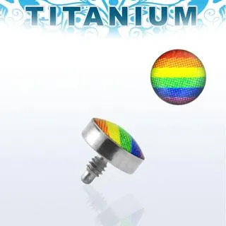 Piercing Microdermal 4mm-Aufsatz aus Titan mit Motiv Regenbogen
