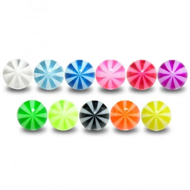Piercing UV-Acryl Kugel Beachballs 9 Farben Verschluss Schraubkugel